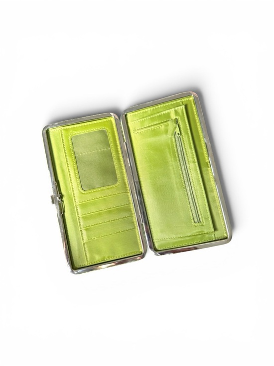 Urban Outfitters Handbags - Urban Outfitters Faux Snake Skin Lime Green Clasp Wallet